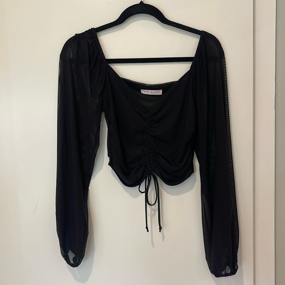 Blue Blush Black Top